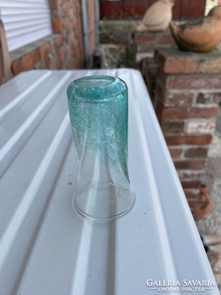 Turquoise vase or short drink cracked veil glass veil karcagi berek bath glass cup collectors