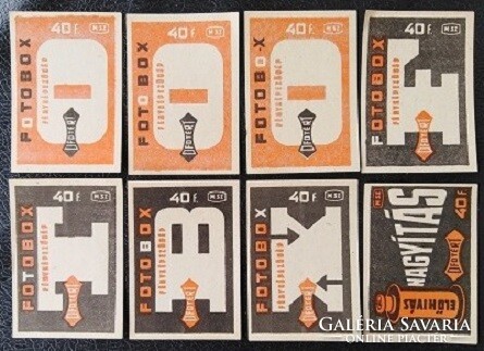 Gy195 / 1960 ofotert match label, full row of 8 pcs