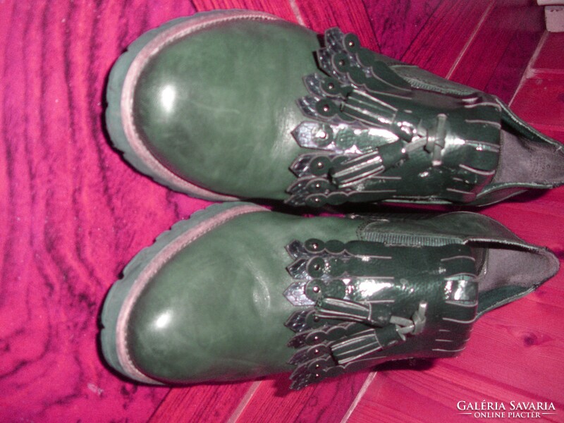Tamaris bőrcipő, zöld 38