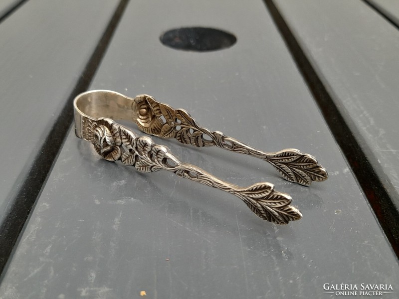 Beautifully crafted antique 800 silver sugar tongs