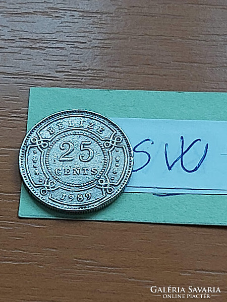 Belize 25 cents 1989 ii. Elizabeth, copper-nickel sw