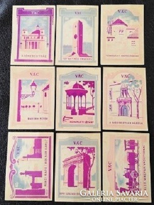Gy202 / 1960 Vác match tag, complete row of 9 pcs