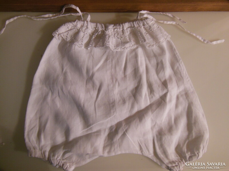 Pants - lace waist - 52 cm adjustable - length - 39 cm - cotton canvas - snow white - perfect