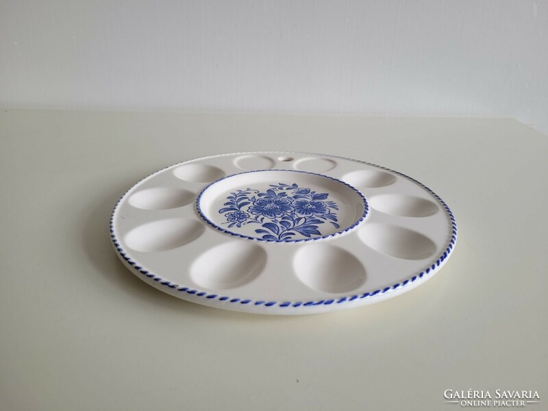 Ceramic Easter egg offering bowl blue floral wall decoration