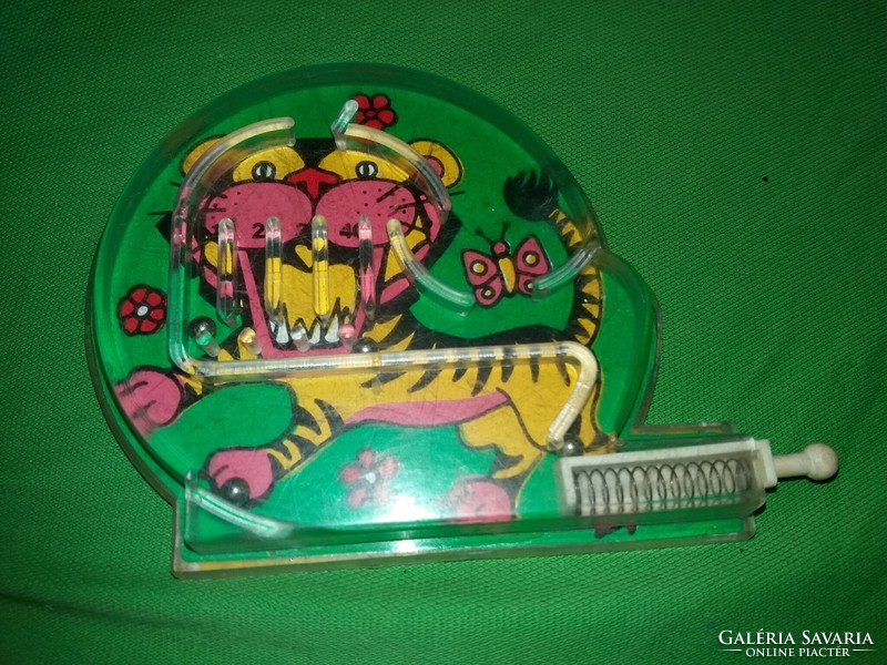 Old mini manual dexterity game tivoli pinball - tiger zoo 14 x 9 cm according to the pictures