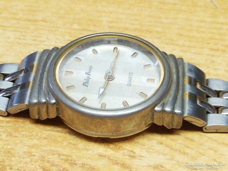 Philip persio quartz water resistant women's wristwatch with metal buckle, in excellent condition