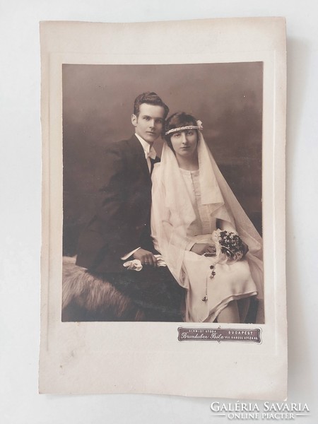 Antique photo, old wedding photo, photographer Béla Brunhuber, Budapest