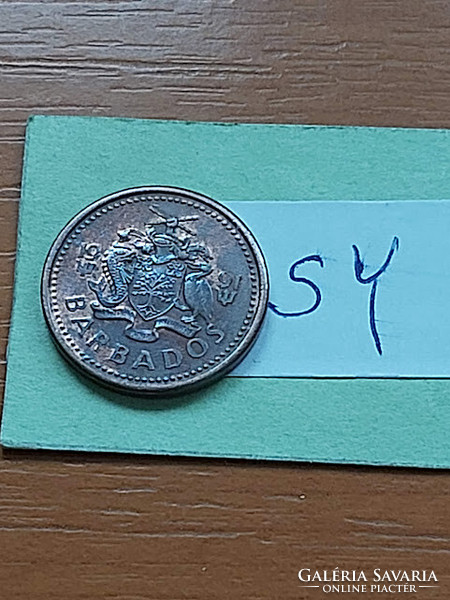 Barbados 1 cent 1991 harpoon, coat of arms, ii. Queen Elizabeth, bronze sy