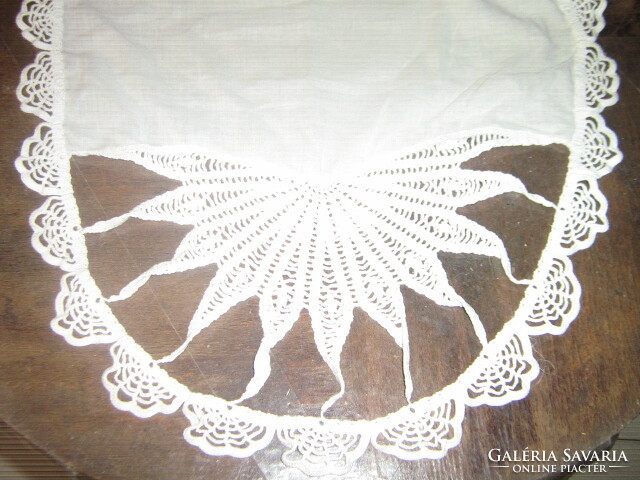 Beautiful hand crocheted lace narrow long curtains in a pair