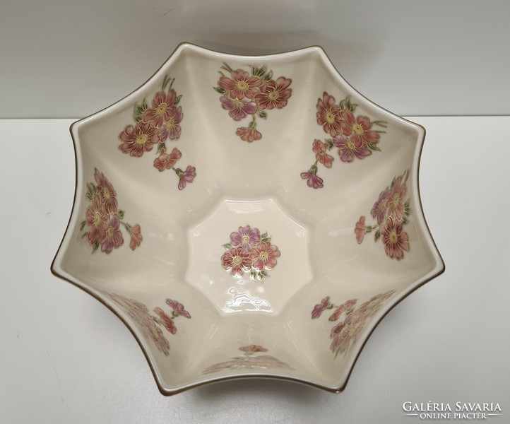 Zsolnay flower-patterned star-shaped large bowl #1904