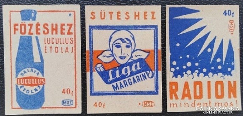 Gy164 / 1960 liga–lucullus–radion match tag full row of 3
