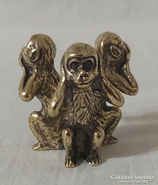 Miniature solid copper three monkeys