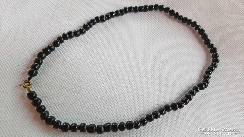 Vintage black glass beads