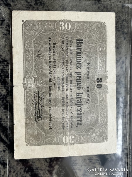 Tíz forint 1848, Harminc pengő krajczárra 1849