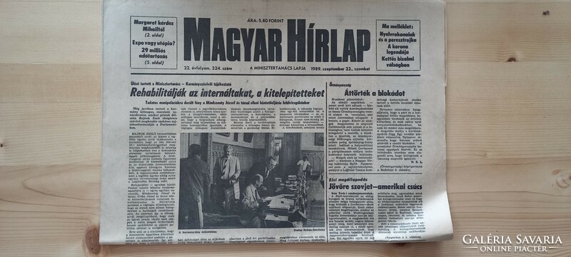 September 23, 1989. Hungarian newspaper for birthday