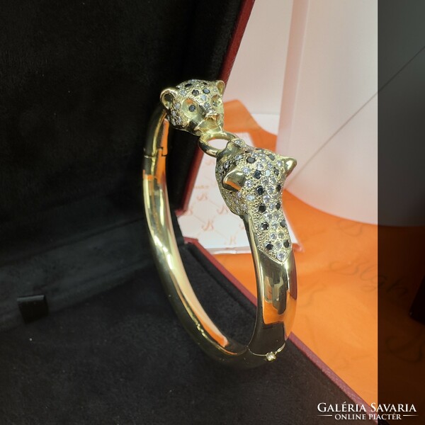 14K gold panther bracelet with 2.5ct diamonds