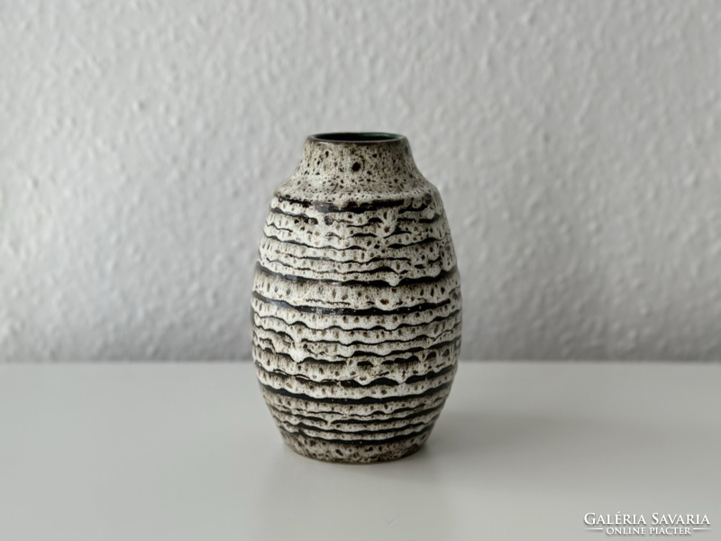 Striped fat lava vase by jasba - west germany, 1970s