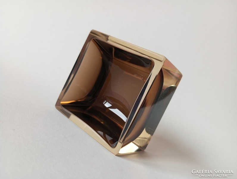 Rare flavio poli modernist geometric decorative bowl murano 1970's