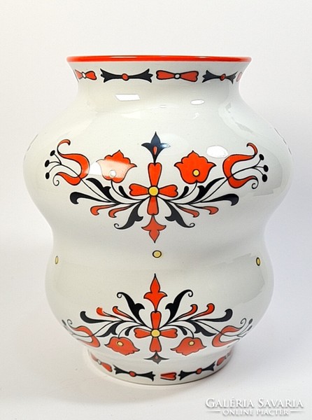 Zsolnay vase decorated with folk motifs