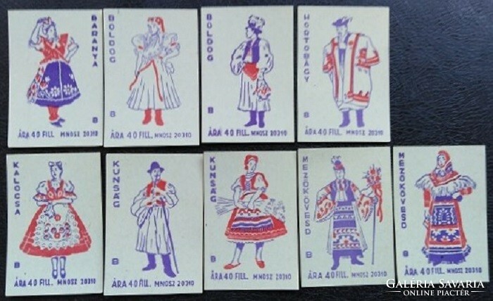 Gy149 / 1957 folk costumes match tag full row of 9 pcs