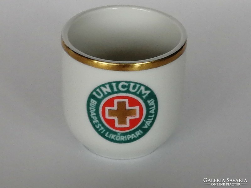 Hollóházi retro Unicum kupica, Budapesti Likőripari Vállalat felirattal