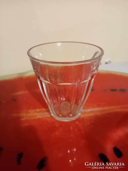 Retro, vastagfalú presszókávés üveg pohár, 3 db