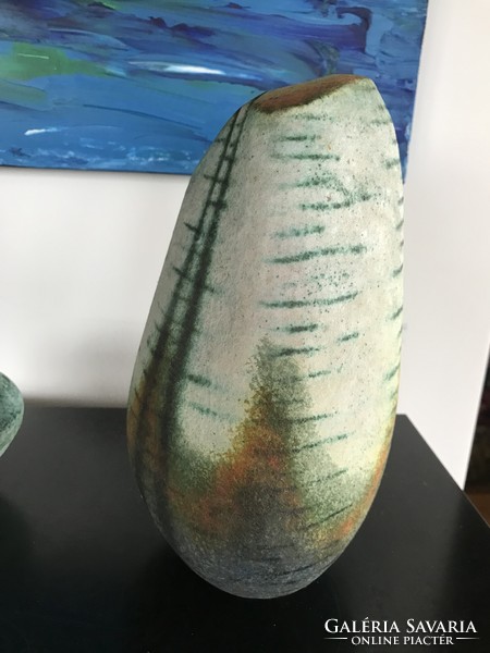 Ágoston Simó: earth-colored large pebble vase (2.0) - 20/C
