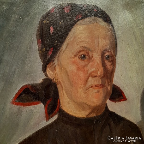 Háromházi Ferger Ferenc - Olajvászon Portré - Festmény Keretezve