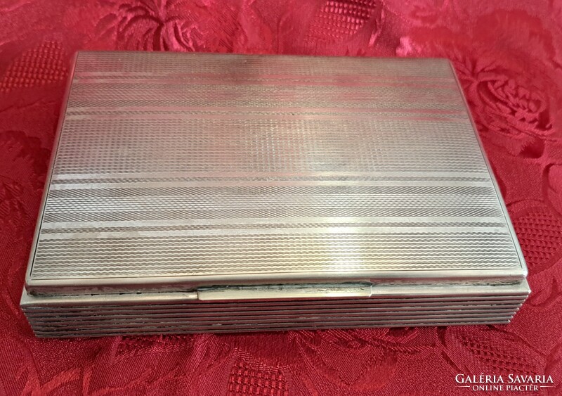 Antique silver-plated card holder box (m4529)