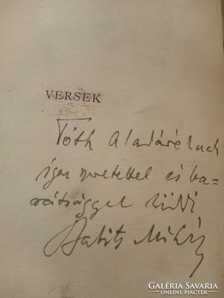 Babits Mihály -Versek (Tóth Aladáréknak dedikált példány), 25 éves költői jubileumi kiadás