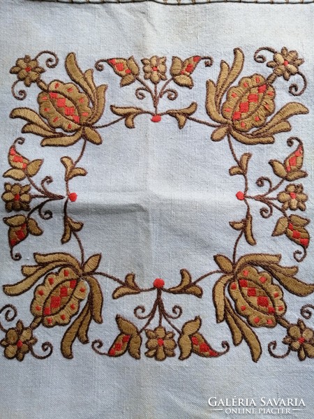 Hand embroidered linen tablecloth