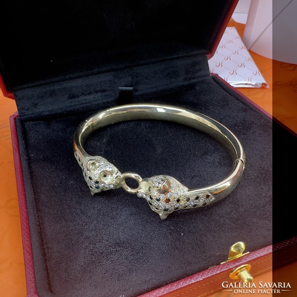14K gold panther bracelet with 2.5ct diamonds