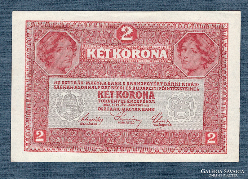 2 Korona 1917 UNC Deutschösterreich bélyegzés