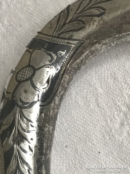 Antik  , ezüst fejes ,  nielóval díszített század eleji  sétapálca , sétabot