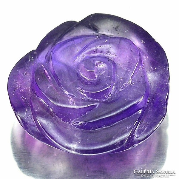 Real, 100% natural carved/engraved violet amethyst rose gemstone 15.67ct - st.