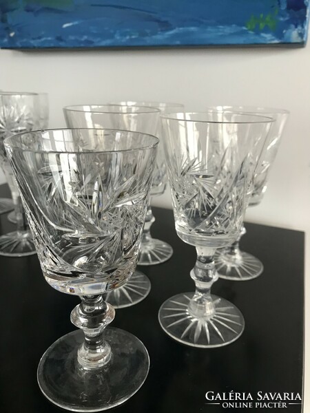 Polished crystal stemmed glasses, 4+5 vermouth or wine glasses (20/e)
