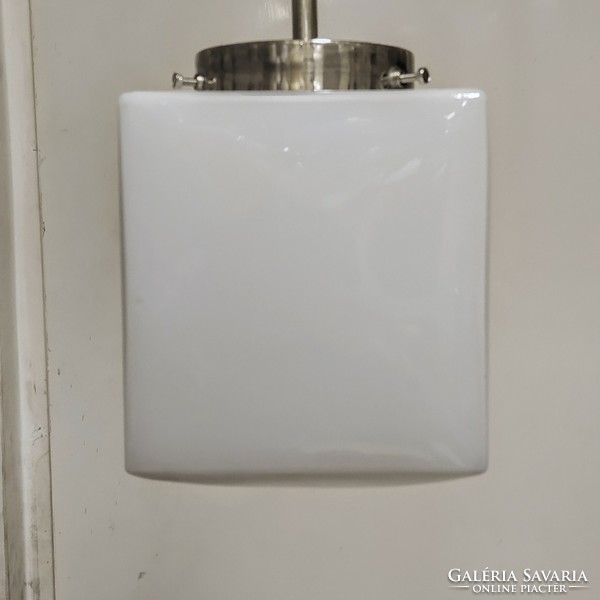 Bauhaus - art deco ceiling lamp renovated - milk glass 