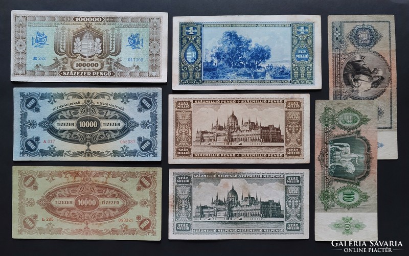 Lot of 14 pengő banknotes