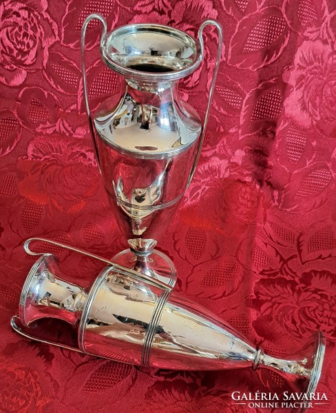 2db ezüstözött váza, amfóra (M4518)