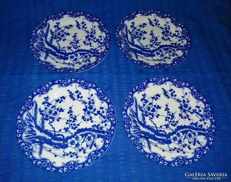 Porcelain small plate with blue pattern, 4 pieces in one, diam. 17 Cm (a6)