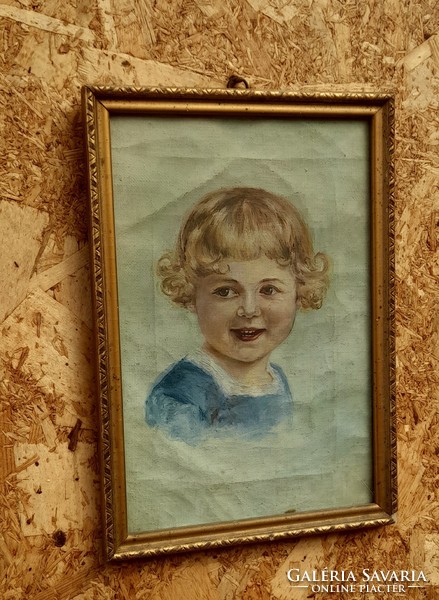 Bieder - Olaj Vaszon Gyerek Portré - Festmény