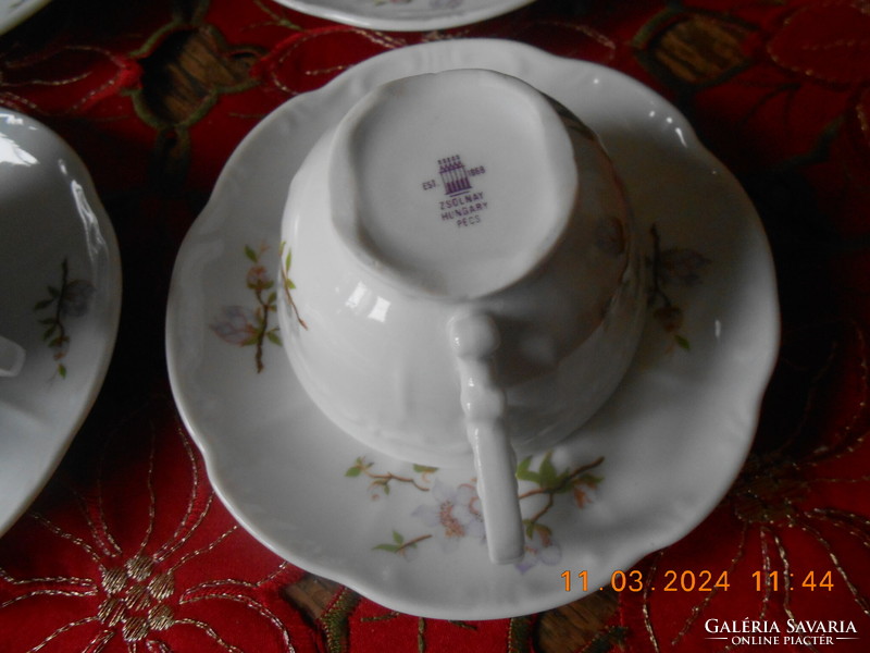 Zsolnay lila barackvirág mintás kávés csésze