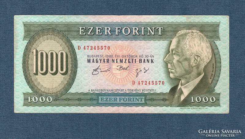 1000 Forint  1992 " D "