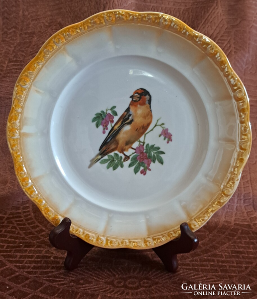 Old Zsolnay bird porcelain flat plate 2 (l4553)