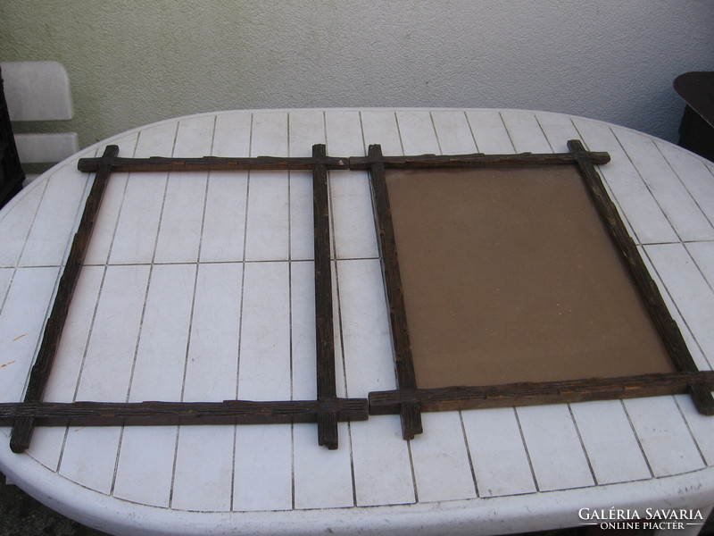 Pair of antique rustic wooden picture frames