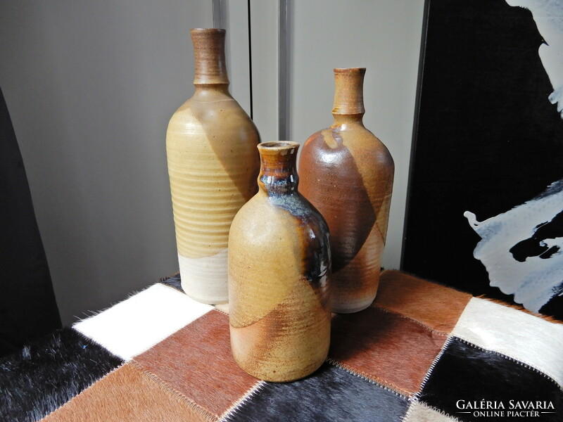 Old German Irmi Steinbrenner studio glazed ceramic vases in a set