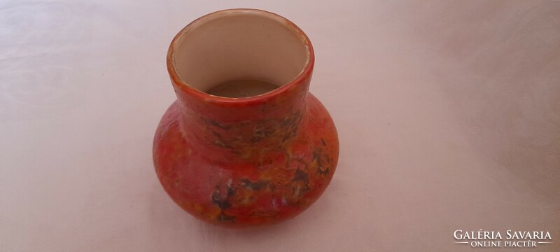 Tófej ceramic industrial artist glazed vase retro 10x11cm