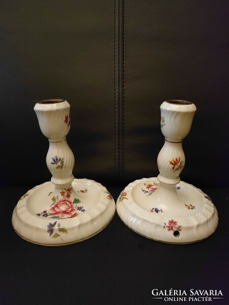 Pair of Herend candlesticks, defective, glued 15 cm