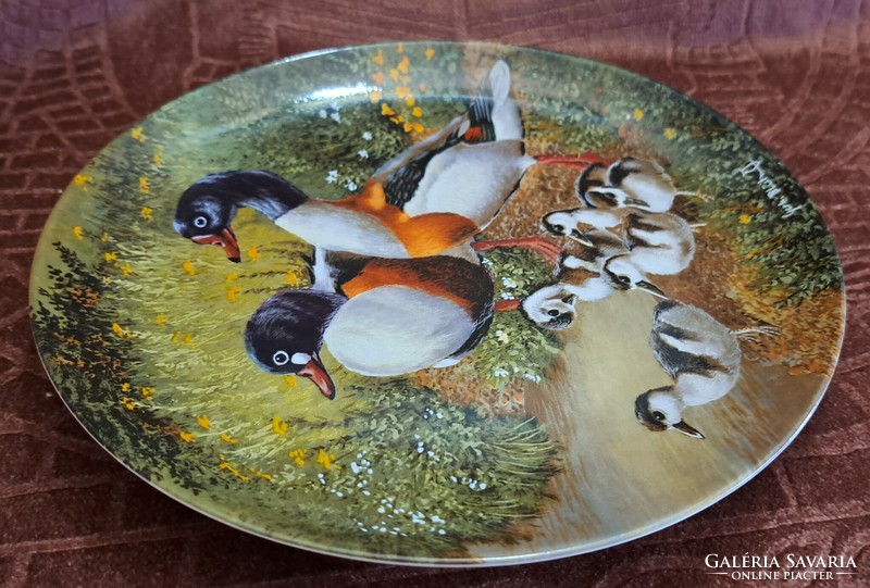 Madaras porcelán tányér, kacsás falitányér (L4562)