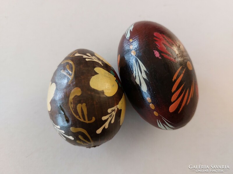 Régi festett fatojás retro húsvéti tojás 2 db